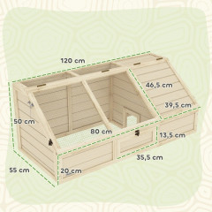 Dřevěný domek pro želvy 120 x 55 x 50 cm | přírodní č.3