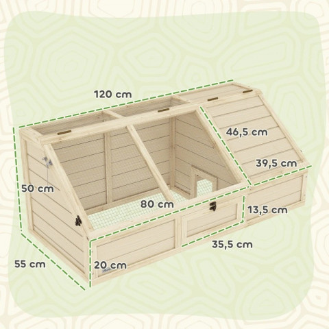 Dřevěný domek pro želvy 120 x 55 x 50 cm | přírodní č.3