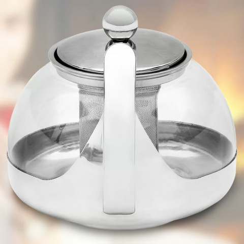 Konvice na čaj z nerezové oceli a skla 1,2L č.5