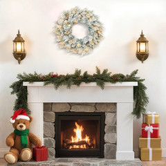 Jedlový vánoční věnec s LED světýlky | zelený + bílý č.2