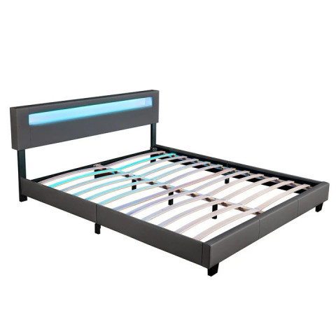 Čalouněná postel Paris s LED osvětlením 180 x 200 cm | tmavě šedá č.4