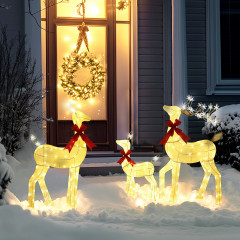 Vánoční dekorace 3dílná – Sobí rodina s LED osvětlením č.1