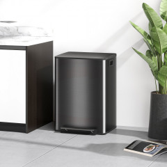 Odpadkový koš 2×30 l z nerezové oceli s tichým zavíráním a pedálem | stříbrný č.1