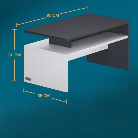 Konferenční stolek Sacramento 95x55x50cm | Bílá / Antracitová č.3