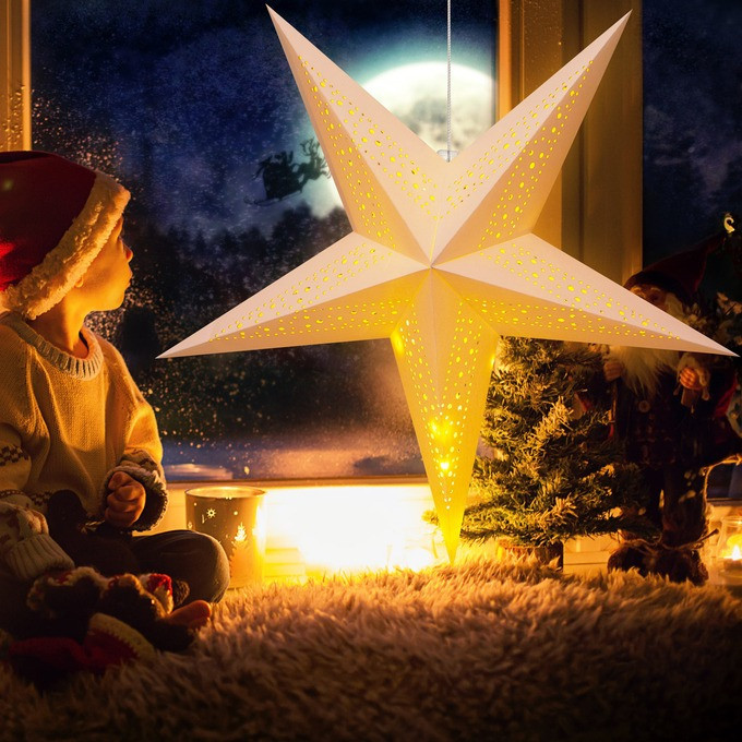 LED papírová hvězda Ø60cm | krémová