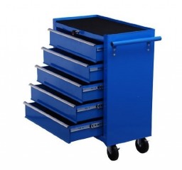 Dílenský vozík na nářadí s 5 zásuvkami | modrý č.1