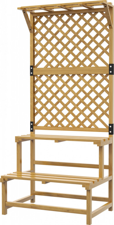 Dřevěný stojan s podpěrou na popínavé rostliny 75 x 50 x 166 cm | žlutý