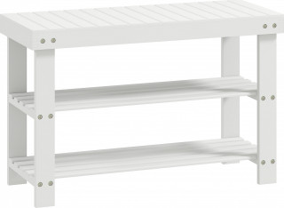 Bambusový botník se sedákem 70 x 28 x 45 cm | bílý č.1