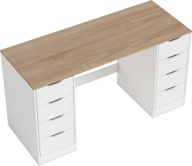 Psací stůl s 8 zásuvkami, 140 x 53 x 75 cm | bílý Psací stůl s 8 zásuvkami, 140 x 53 x 75 cm | bílý
