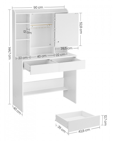 Toaletní stolek s LED osvětlením | bílý č.3