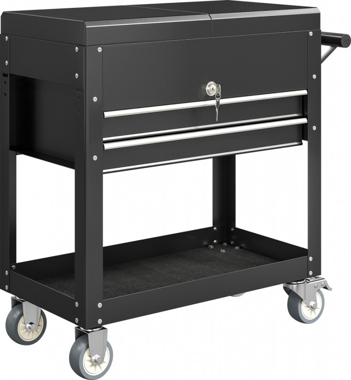 Vozík na nářadí se 2 zásuvkami | černý