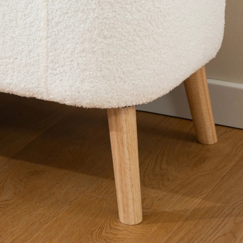 Čalouněná lavice s dřevěnými nohami | krémově bílá č.6