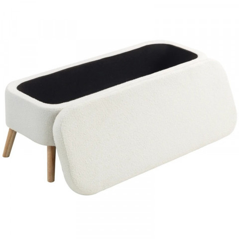 Čalouněná lavice s dřevěnými nohami | krémově bílá č.7