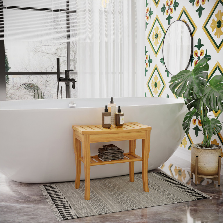 Koupelnová protiskluzová a voděodolná sprchová stolička | přírodní