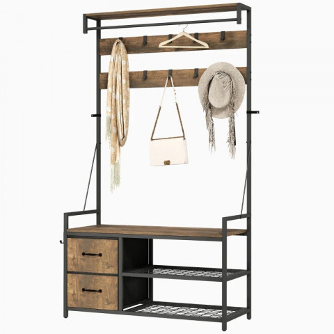 Věšák s 10 nastavitelnými háčky | rustikálně hnědý č.6