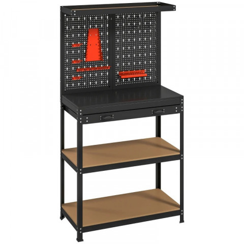 Dílenský stůl s perforovaným panelem 80 x 40,5 x 155 cm | černý č.5