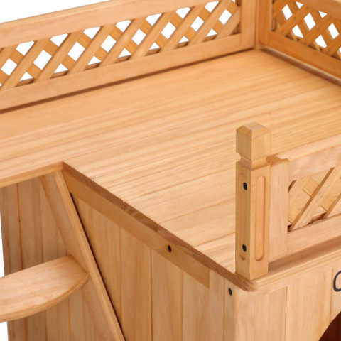 Dřevěná bouda pro psa s balkonem a schůdky č.6