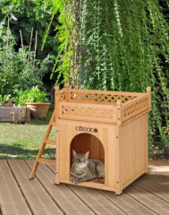 Dřevěná bouda pro psa s balkonem a schůdky č.1