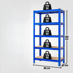 Sada 2 regálů 180x90x40cm | modrá č.2