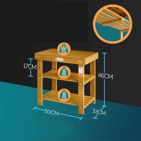 Botník 2 v 1 z akáciového dřeva 50x33x46cm č.3