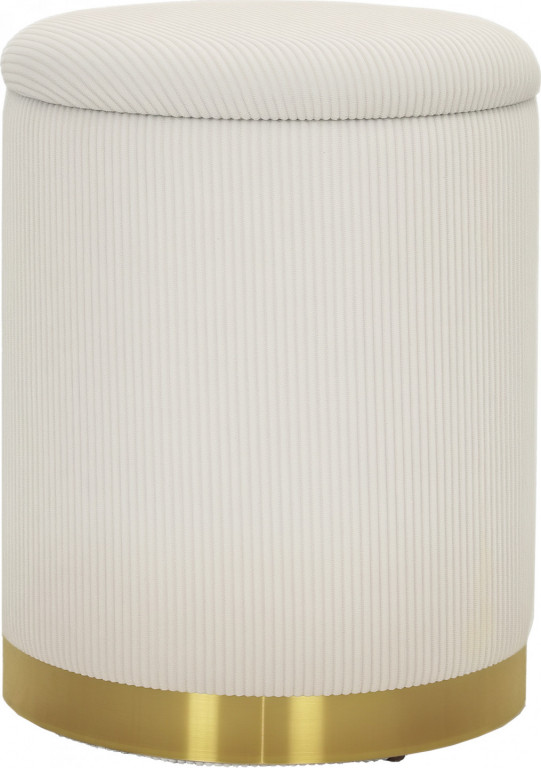 Taburet s ocelovou podnoží a úložným prostorem | 36 x 36 x 44 cm | krémově bílý