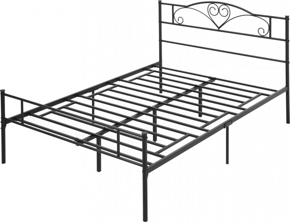 Ocelový rám postele s lamelovým roštem 140 x 200 cm | černý