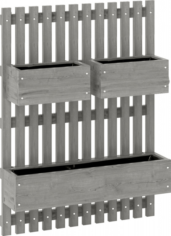 Vyvýšený záhon z masivního dřeva 60 x 16 x 80 cm | šedý