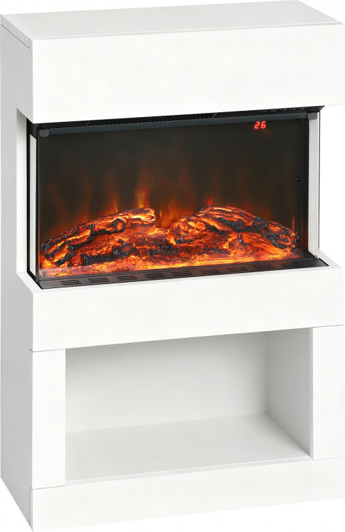 Elektrický krb s ohřevem na dálkové ovládání | bílý
