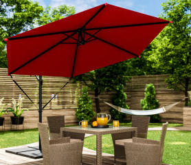 Hliníkový slunečník se stojanem a klikou | červený Hliníkový slunečník se stojanem a klikou | červený