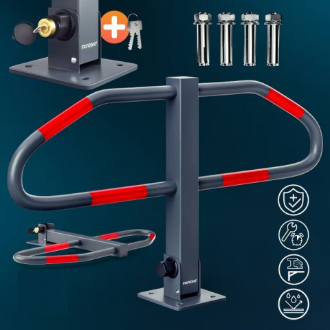 Skládací parkovací zábrana z robustní oceli | Šedá / Červená č.2