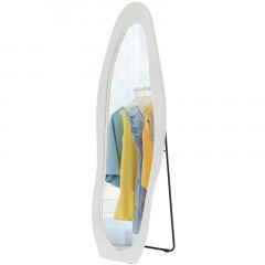 Volně stojící vlnité sametové zrcadlo 160 x 50 cm | bílé č.2