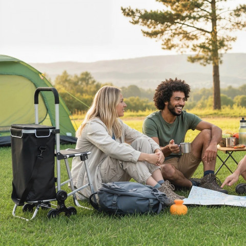 Skládací nákupní vozík 3 v 1 s objemem 40 litrů | černý č.4