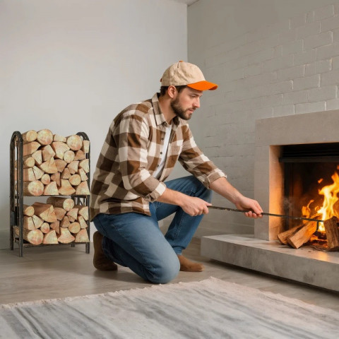 Stojan na palivové dřevo 43 x 30 x 74cm | černý č.4