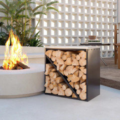 Stojan na palivové dřevo s přepážkou, 58 x 36 x 60 cm | černý č.2