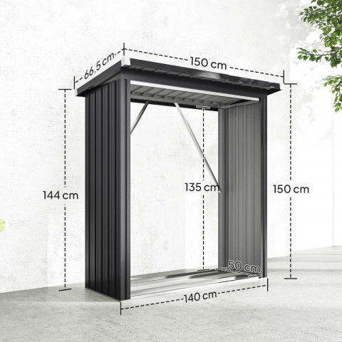Regál na palivové dřevo 150 x 66,5 x 150 cm | tmavě šedý č.3