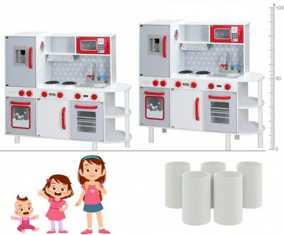 Dětská dřevěná kuchyňka s 38 dílným příslušenstvím č.4