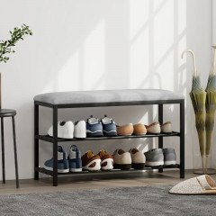 Lavice se sedákem a úložným prostorem na boty | 81 x 31 x 50 cm | černá č.1