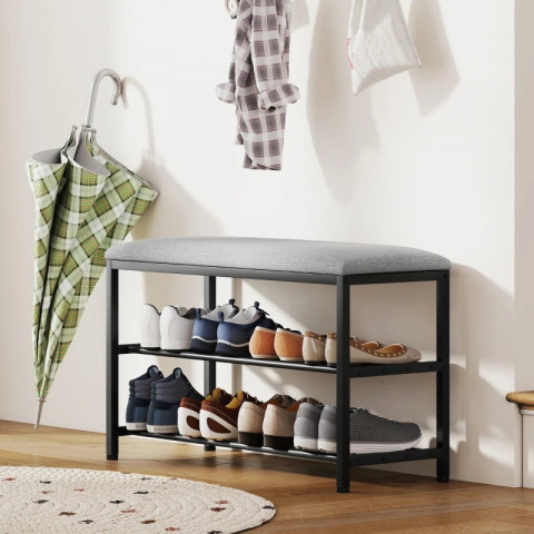 Lavice se sedákem a úložným prostorem na boty | 81 x 31 x 50 cm | černá č.2