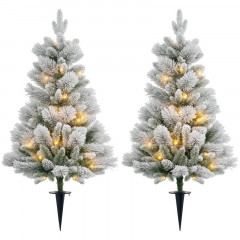 Sada 2 vánočních stromečků s LED osvětlením 107 cm | zeleno-bílá č.2