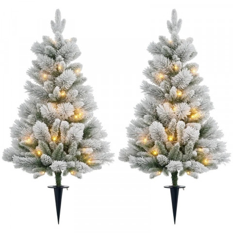 Sada 2 vánočních stromečků s LED osvětlením 107 cm | zeleno-bílá č.2