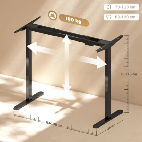 Výškově nastavitelný elektrický rám stolu | černý č.3