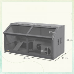 Dřevěná klec pro malá zvířata, 85 x 45 x 44 cm | tmavě šedá č.2