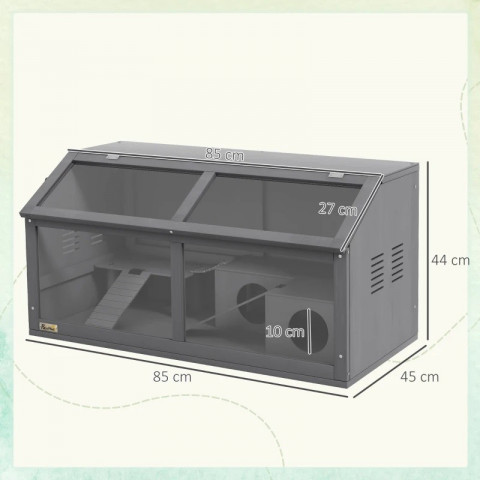 Dřevěná klec pro malá zvířata, 85 x 45 x 44 cm | tmavě šedá č.2