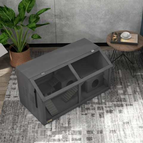 Dřevěná klec pro malá zvířata, 85 x 45 x 44 cm | tmavě šedá č.4