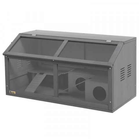 Dřevěná klec pro malá zvířata, 85 x 45 x 44 cm | tmavě šedá č.6