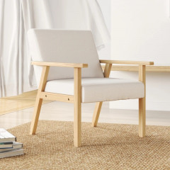 Čalouněné křeslo s područkami | krémově bílé