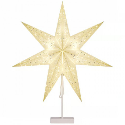 LED papírová hvězda s bílými flitry | bílá č.6