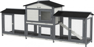 Dřevěná králíkárna 230 x 53 x 93,5 cm | světle šedá č.1