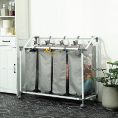 Koš na prádlo se 4 přihrádkami 160 litrů | šedý č.1