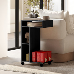 Noční stolek ve tvaru C se 4 policemi 40 x 30 x 69 cm | černý č.1